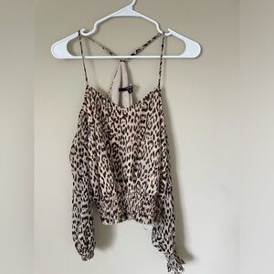 Guess cheetah Print Cold Shoulder Blouse size XS NWOT